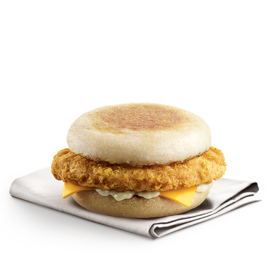 PEPPER'S OWN BREADED CHICKEN BREAKFAST SANDWICH with Sauce & Cheese