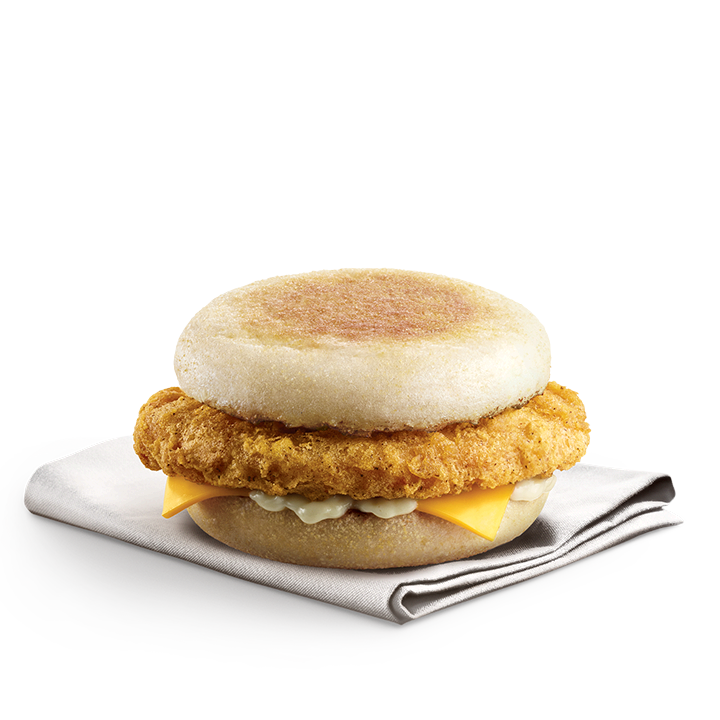 PEPPER'S OWN BREADED CHICKEN BREAKFAST SANDWICH with Sauce & Cheese