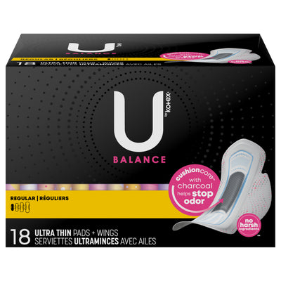 KOTEX BALANCE ULTRA THIN PADS + WINGS Regular, 18 pk