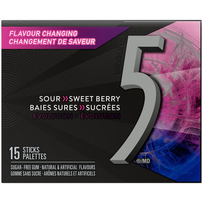 WRIGLEY 5 SOUR SWEET BERRY GUM [15 PK]