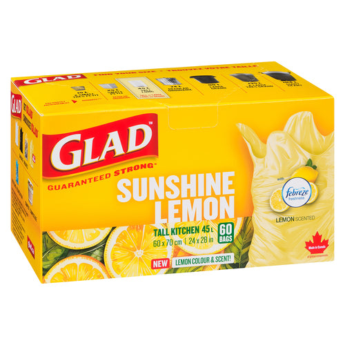GLAD SUNSHINE LEMON TALL KITCHEN BAG [60 BAGS]
