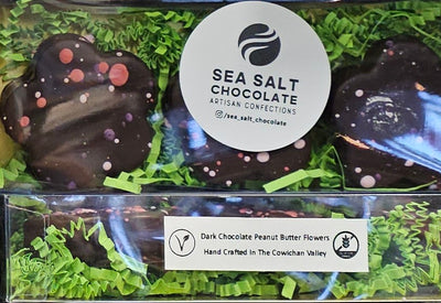 SEA SALT CHOCOLATE Peanut Butter Dark Chocolate Flowers, 3pk