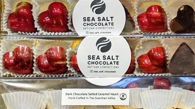SEA SALT CHOCOLATE Salted Caramel Dark Chocolate Hearts, 6pk