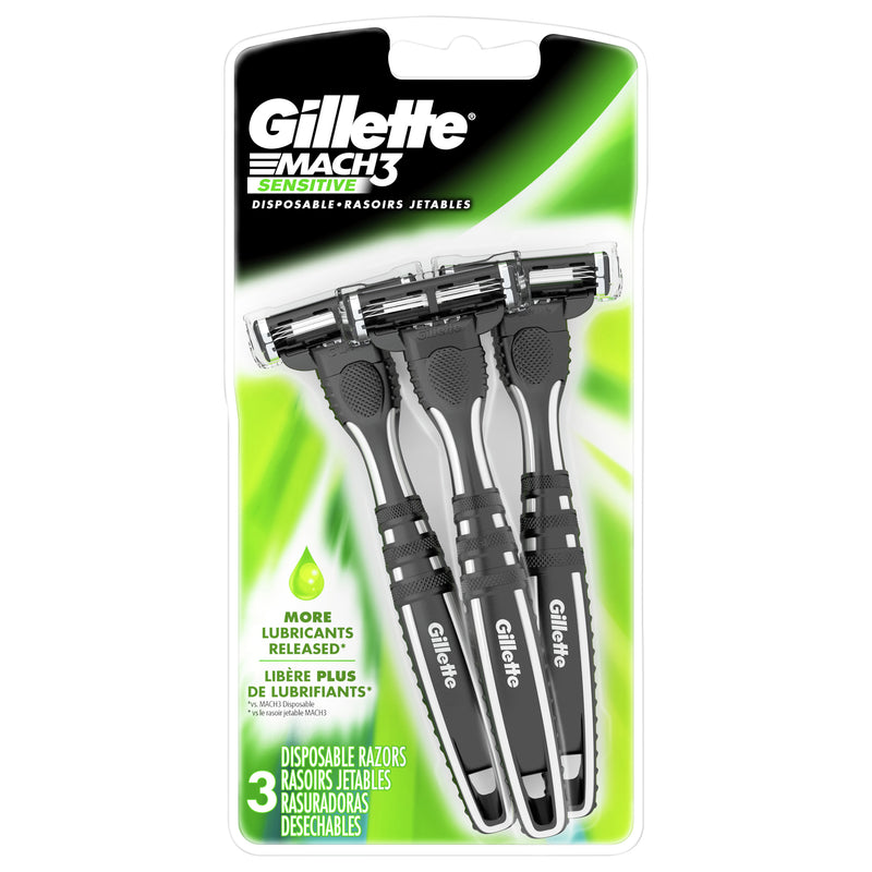 Gillette Mach 3 Sensitive Disposable Razors, 3 ct