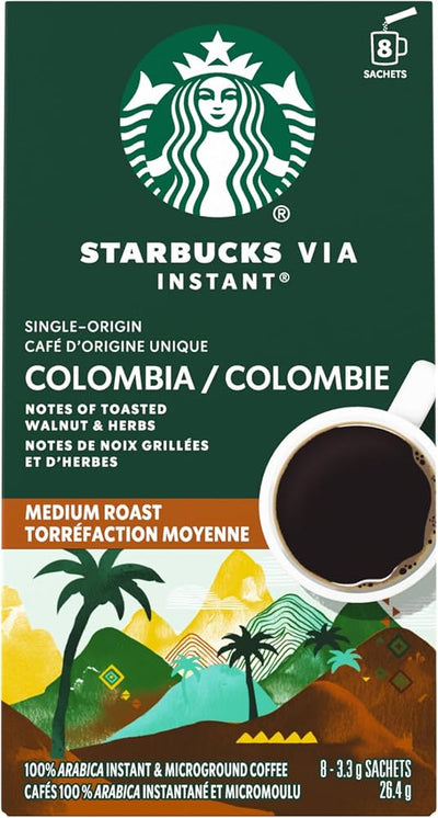 STARBUCKS VIA INSTANT COFFEE COLOMBIA [8 pkg]