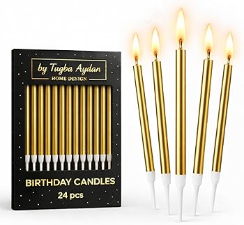 PARTY GOLD BIRTHDAY CANDLES [24 s]