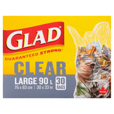 GLAD LG CLEAR GARBAGE BAGS [30 BAGS]