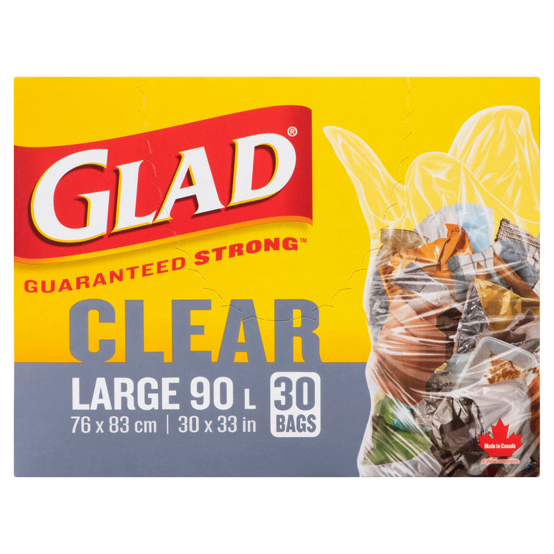 GLAD LG CLEAR GARBAGE BAGS [30 BAGS]