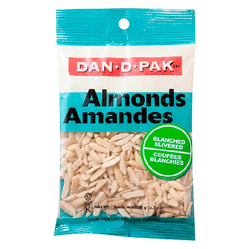 DAN-D-PAK ALMONDS Blanched & Slivered, 100g