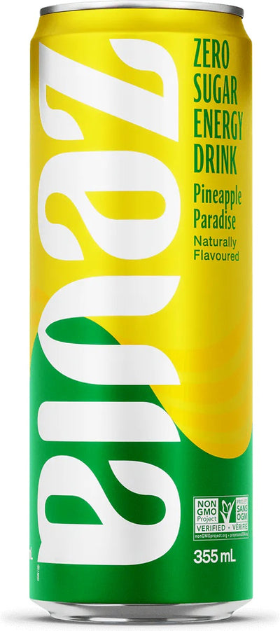 Zevia 0 Sugar Pineapple Paradise Energy Drink, 355 ml