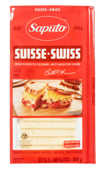 SAPUTO CHEESE SLICES Swiss, 160g