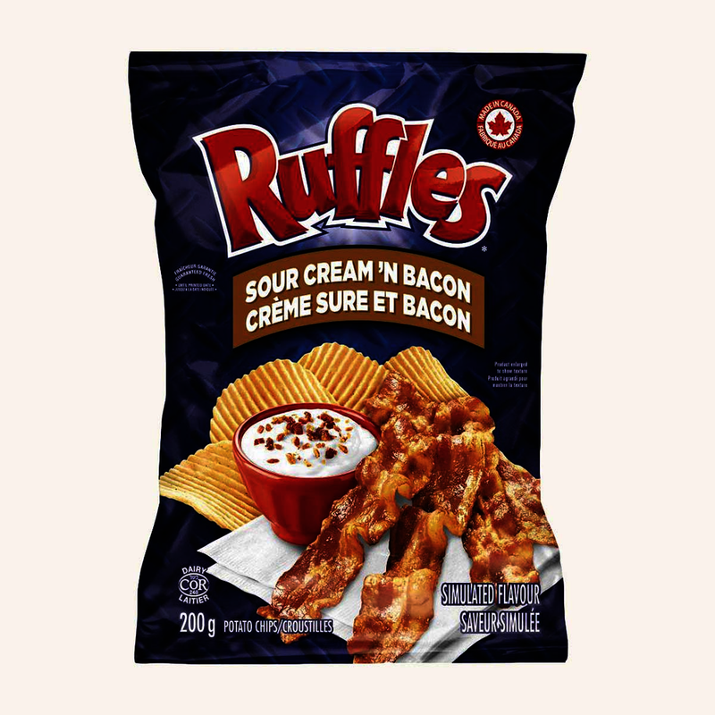 RUFFLES POTATO CHIPS Sour Cream 'n Bacon, 200 g