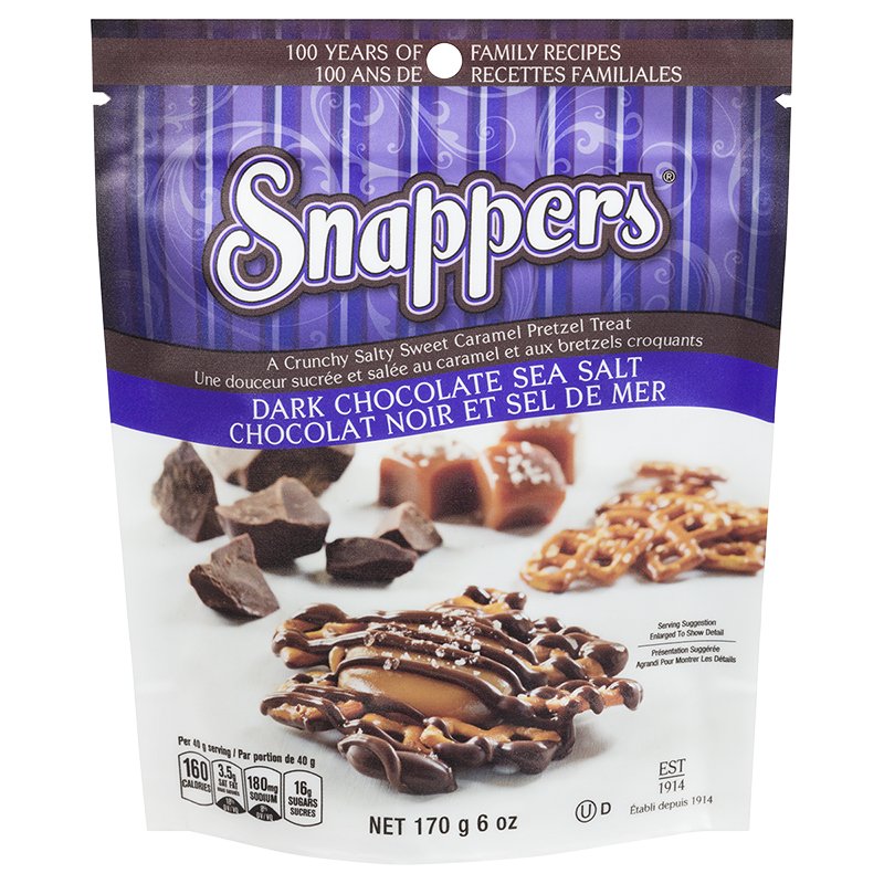 Snappers Dark Chocolate Sea Salt Pretzel Treat, 170 g