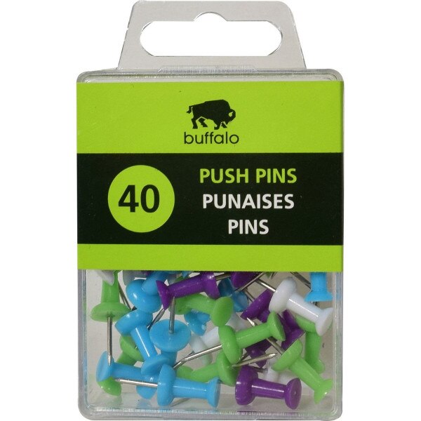 BUFFALO COLOURED PUSHPINS BOX [40 S]