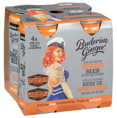 BUDERIN GINGER BEER LESS SUGAR [4 PK+DE]