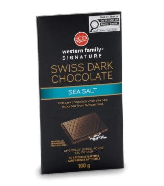 WESTERN FAMILY SWISS DARK CHOC SEA SALT BAR [100 G]