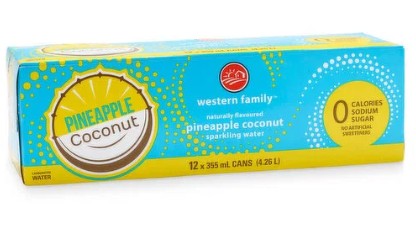 WESTERN FAMILY PINEAPPLE COCONUT SPARKLING WATER [12 pkg]