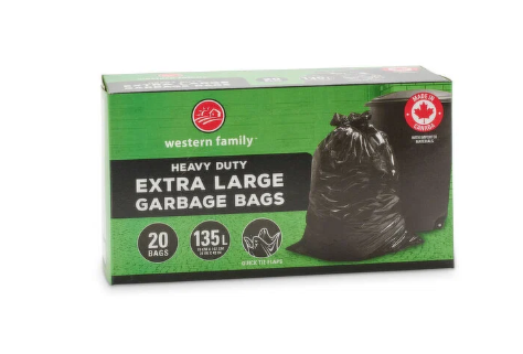 WESTERN FAMILY EXTRA LARGE GARBAGE BAGS 135L [20 PK]