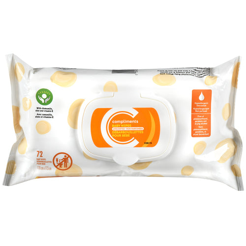 COMPLIMENTS UNSCENTED WIPES [72 S]