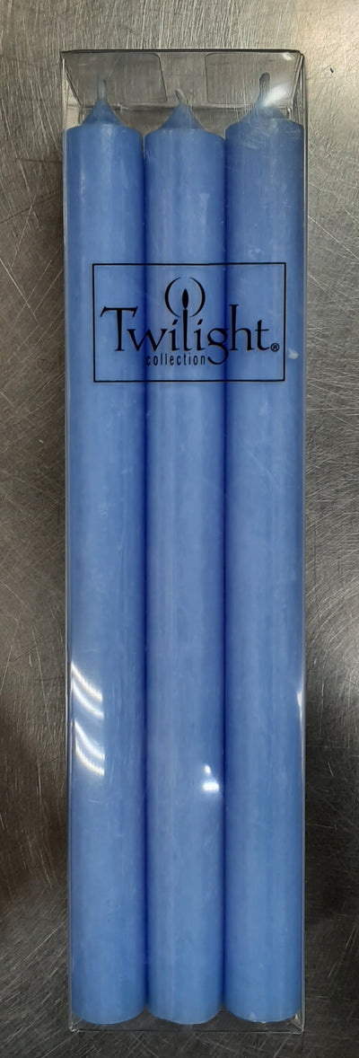 TWILIGHT 10in TAPER CANDLES Sky Blue, 6pk