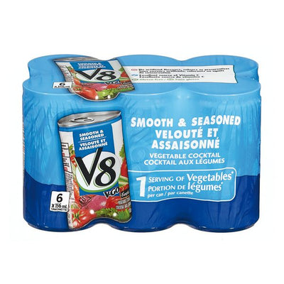 V8 Smooth & Seasoned Vegetable Cocktail, 156 mL, 6 ct