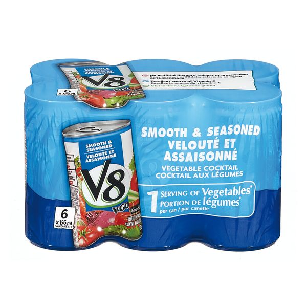 V8 Smooth & Seasoned Vegetable Cocktail, 156 mL, 6 ct