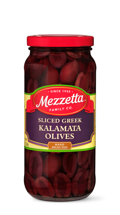 MEZZETTA GREEK KALAMATA OLIVES [398 ML]