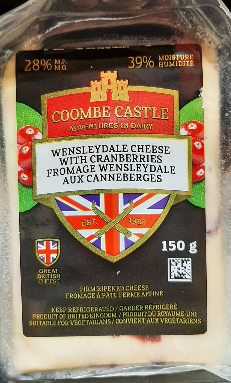 COOMBE CASTLE CHEESE Wensleydale with Cranberries, 150g