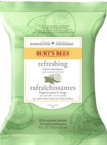 BURTS BEES CUCUMBER FACE WIPES [30 s]