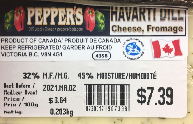 PEPPER'S OWN CHEESE Havarti Dill