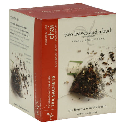 Two Leaves and A Bud Chai Tea Sachets, 15 tea sachets