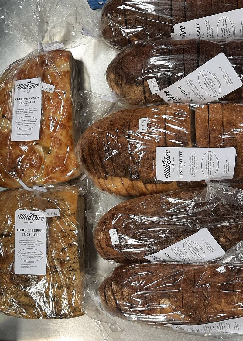 WILDFIRE SOURDOUGH & FOCACCIA BREAD Asst. flavours and prices (please specify flavour in your Order), 1 ea