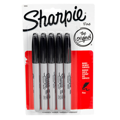 SHARPIE FINE BLACK MARKER [5 pkg]