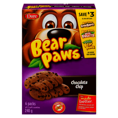 DARE BEAR PAWS CHOC CHIP [240 G]
