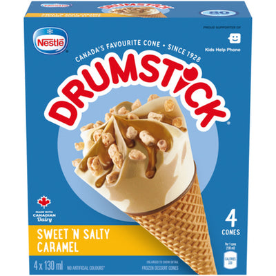 NESTLE DRUMSTICK CONE Sweet 'n' Salty Caramel Cones, 4 x130ml