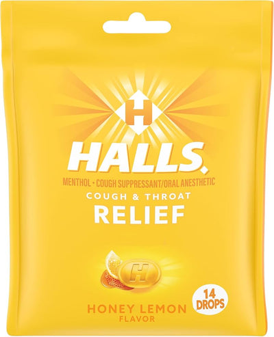HALLS HONEY LEMON BAGS [14 s]