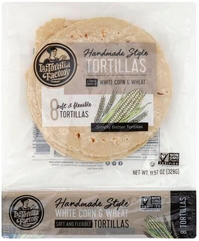 LA TORTILLA FACTORY HANDMADE STYLE TORTILLAS White Corn & Wheat, 8 mini
