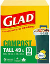 GLAD 100% COMPOSTABLE GARBAGE [10 bags]