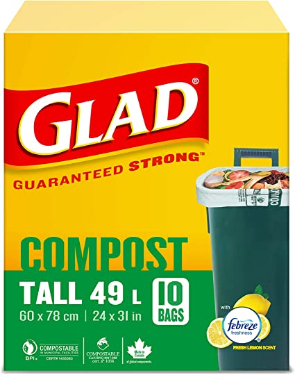 GLAD 100% COMPOSTABLE GARBAGE [10 bags]