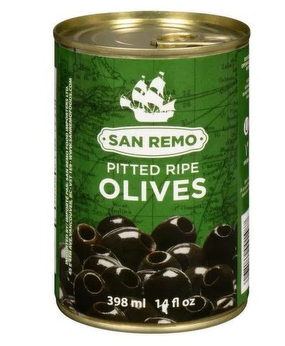 SAN REMO BLACK PITTED OLIVES [398 ML]