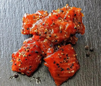SMOKED PINK SALMON NUGGETS with Whiskey & Pepper