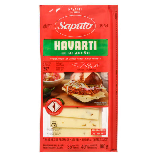SAPUTO SLICED CHEESE Havarti with Jalapeno, 160g