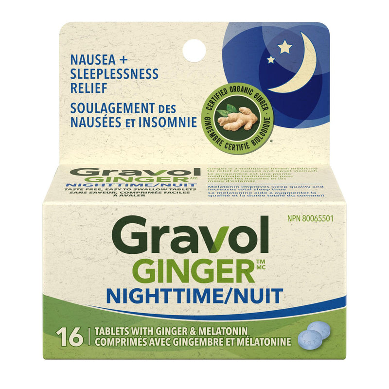 Gravol Nighttime Ginger And Melatonin Tablets, 16 ct
