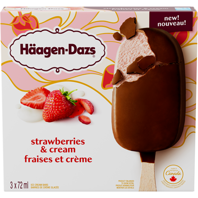 HÄAGEN-DAZS ICE CREAM BARS Strawberries & Cream, 3 x 72ml