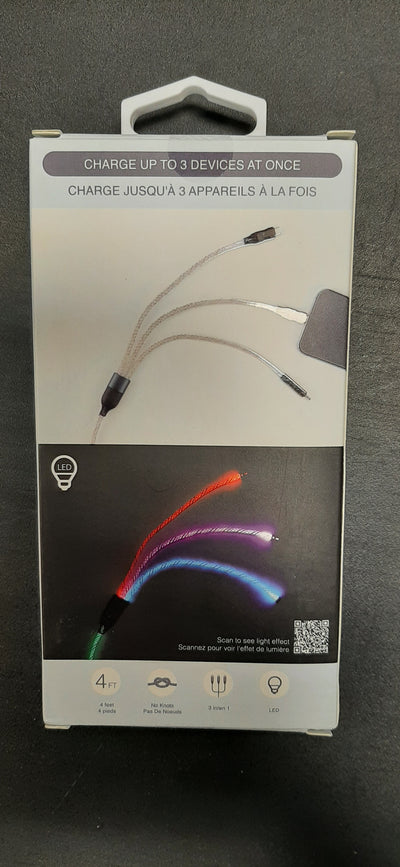 3 IN 1 LED LIGHT UP CABLE, 1 ea
