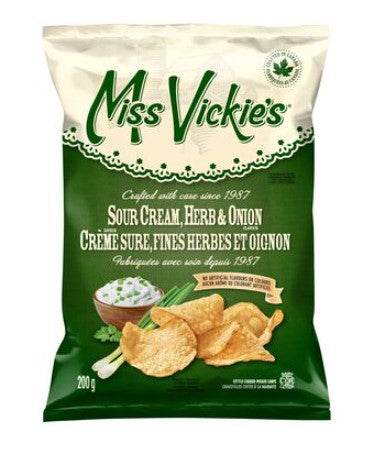 MISS VICKIE'S CHIPS Sour Cream, Herb & Onion, 200g